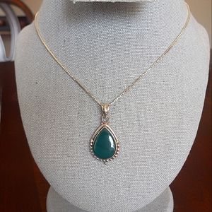 Dark Green Jade Pendant, 3/4"×5/8", .925 Solid Sterling Silver
